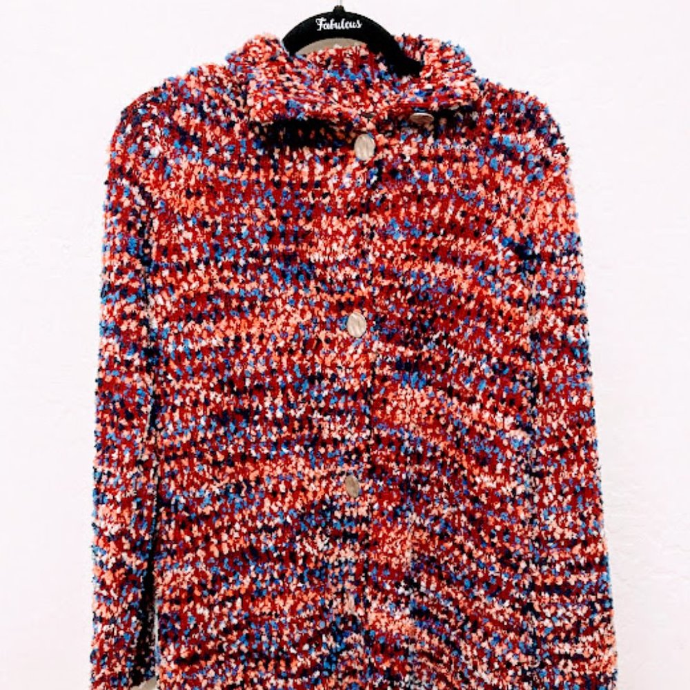 Andrew Marc Cozy Red Blue Coat Jacket NWT Size M